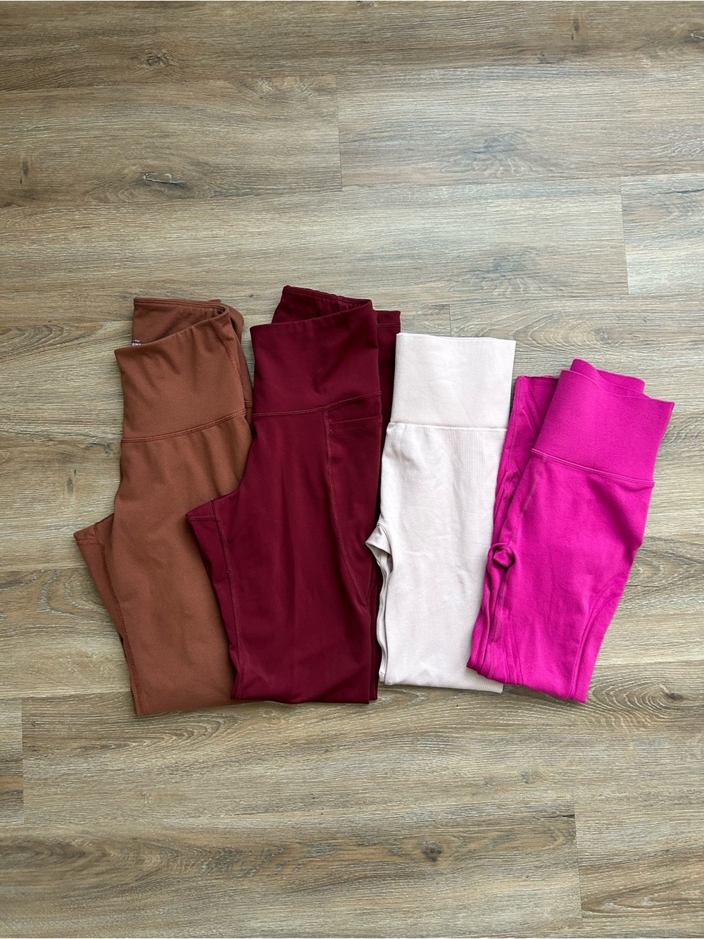 4 Pair Bundle Leggings - Brown, Burgundy, Cream, Hot Pink